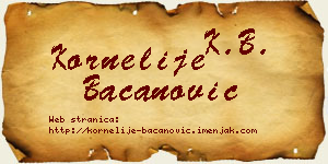 Kornelije Bacanović vizit kartica
